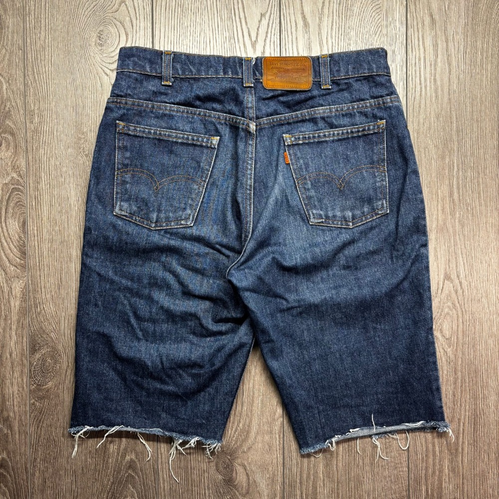Vintage Levis Orange Tab Dark Wash Cut Off Denim Shorts Mens 30 High Rise 7687